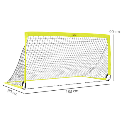 Two Football Goal Nets, Foldable Outdoor Sport Training Equipment, for Teens, Adults, with Carrying Bag, Yellow