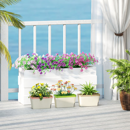 Set of 3 Self Watering Plant Pots Outdoor, 27cm Rectangular Garden Planters with Visual Water Level Window