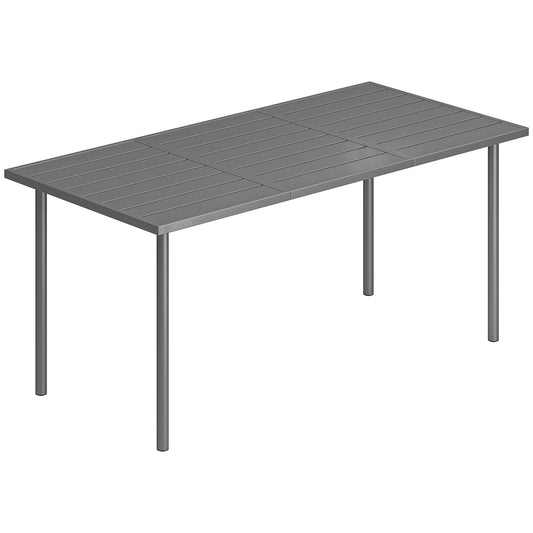 Garden Dining Table for 6 Person, 165 x 80 cm Rectangular Outdoor Dining Table with Slatted Top