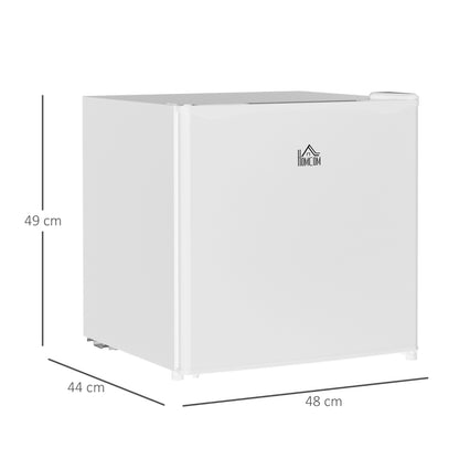 46L - Table Top / Under Desk Small Fridge with Ice Box, Reversible Door, Adjustable Temperature and Legs - Half Fridge - White