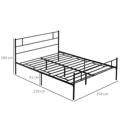 Modern Slimline Metal Bed Frame with Headboard & Footboard - (King Size)