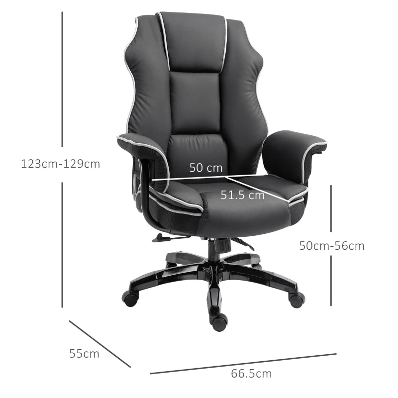 Office Chair, High Back Executive Chair, PU Leather Computer Desk Chair with Armrests and Adjustable Height, Black