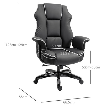 Office Chair, High Back Executive Chair, PU Leather Computer Desk Chair with Armrests and Adjustable Height, Black