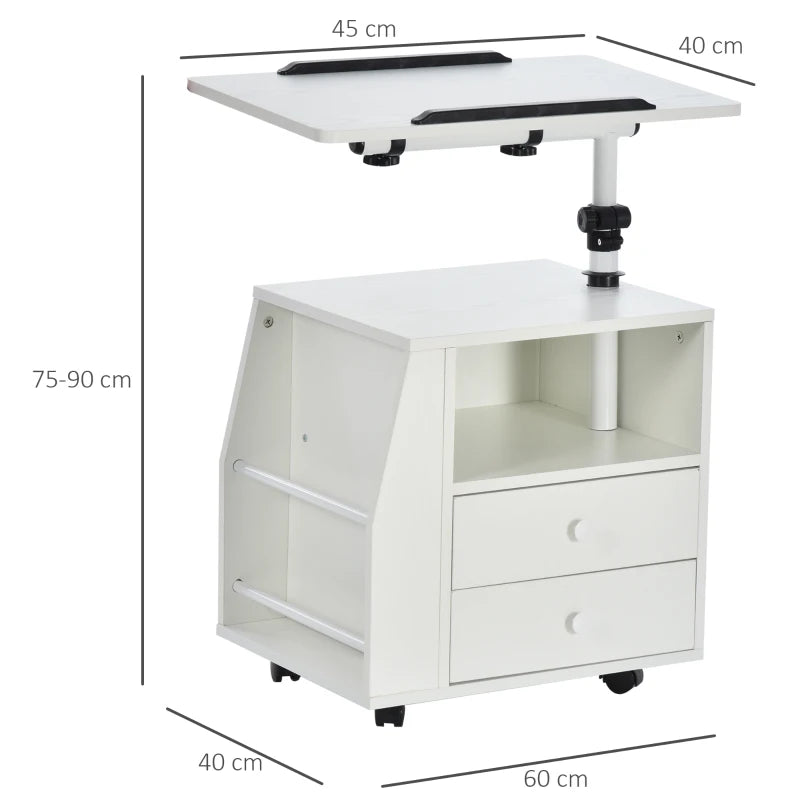 Functional Swivel Multi-Use Side Table / Nightstand with Swivel Laptop Table