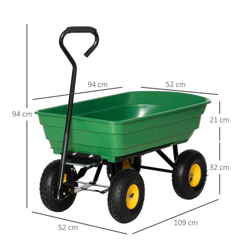 75 Litre Large Heavy Duty Garden Dump Tilt Trolley / Tipping Truck