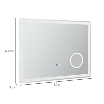 Anti-Fog - LED - Bathroom Mirror with 3x Magnifying Circle & 3 Colour Options, Smart Touch