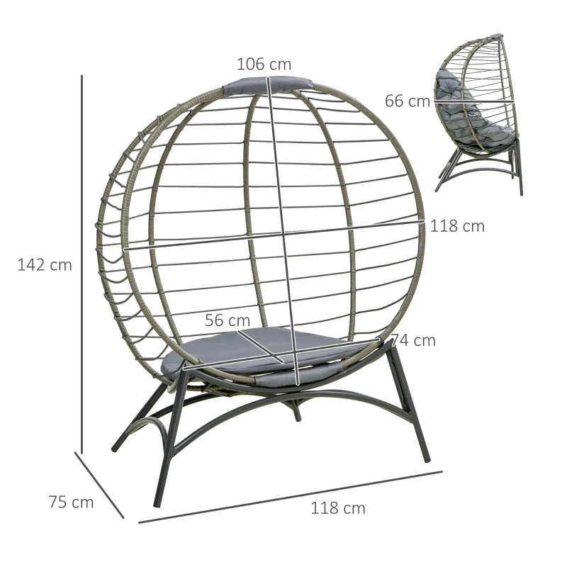 No Hang - Basket Egg Chair with Large Cushion