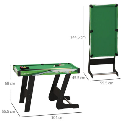 104cm - Small Folding Mini Pool Table Set with 2 Cues, 16balls, Chalk and Triangle