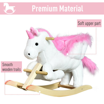 Wooden Plush Unicorn Style Rocking Horse Ride on Toy