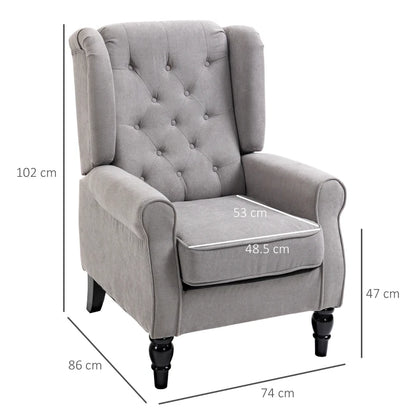 Retro Wingback Tufted Button Accent Armchair with Soft Cushioned Back & Seat - Cloud Grey