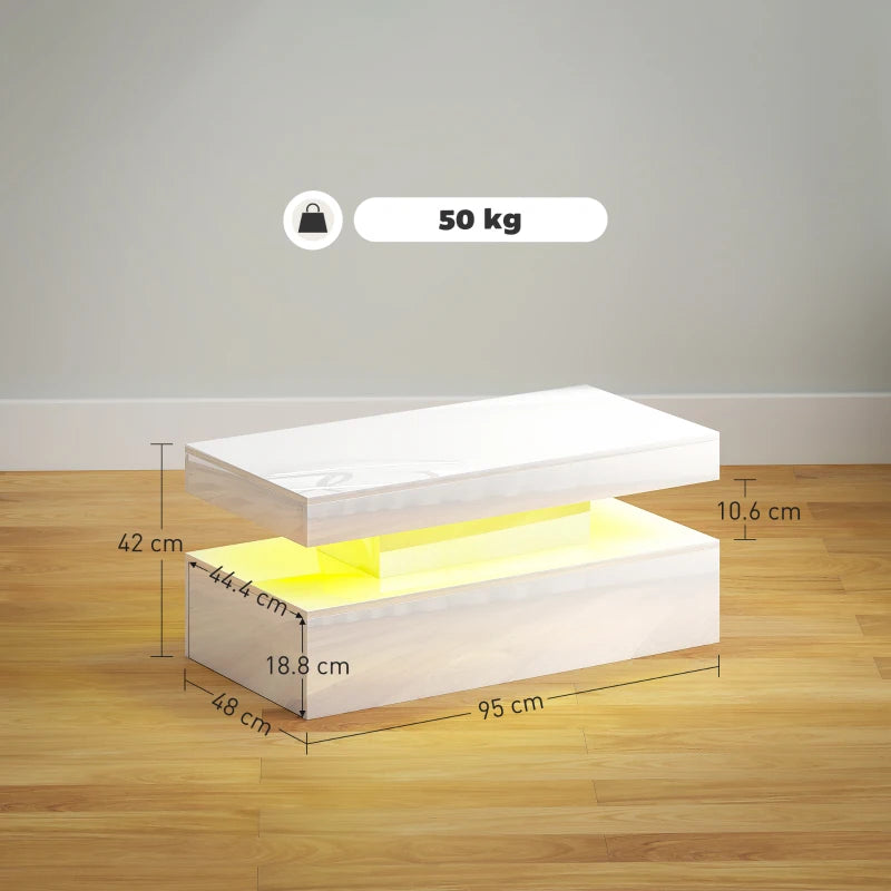 LED - Coffee Table with Storage Compartment