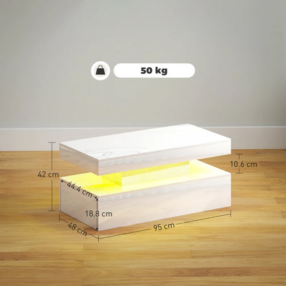 LED - Coffee Table with Storage Compartment