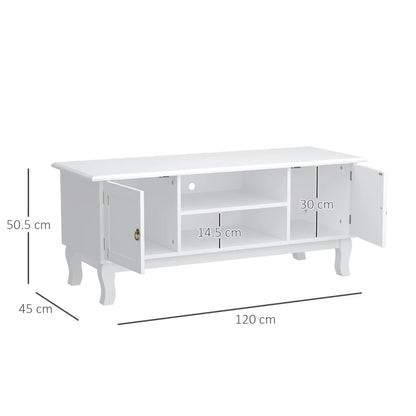 TV Stand Cabinet with Cable Management Holes and Curved Style Wooden Feet