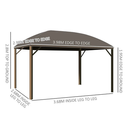 (398L x 298W cm) Steel/Aluminium Hardtop Gazebo with Double Lined Curtains - Dark Grey / Bronze (Lights not Included)