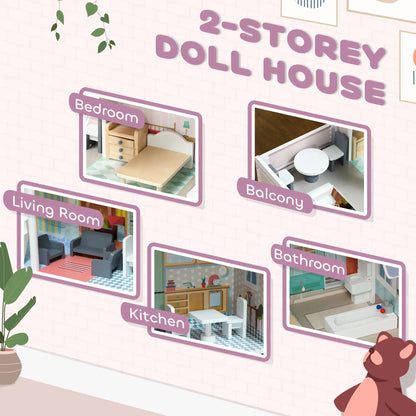 2 Storey Doll House with Furniture Accessories Included