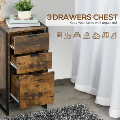 3-Drawer Farmhouse Style Chest of Drawers with 2 Small Drawers and 1 Large Drawer