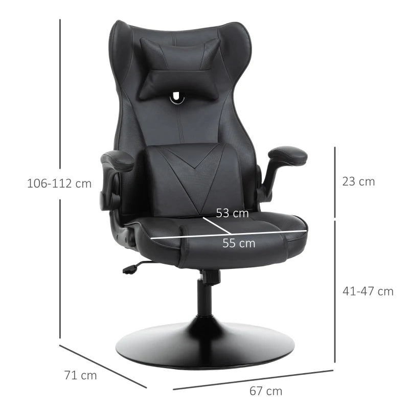 Video Game Home Office Chair with Lumbar Support, Racing Style, Swivel Base, Flip-up Armrest and Headrest