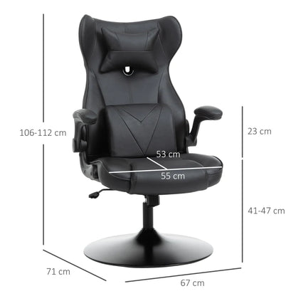 Video Game Home Office Chair with Lumbar Support, Racing Style, Swivel Base, Flip-up Armrest and Headrest