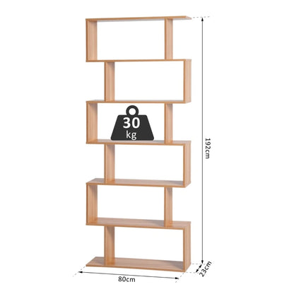 Wooden S Shape Storage Shelf / Bookcase Shelving - Wood Effect / Brown