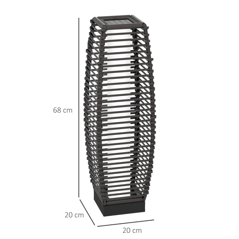 (68cm) - Rattan Solar Floor Lamp / Pathway Lighting - Grey