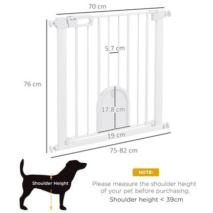 Dog Gate / Stairgate with Built in Cat Flap - Pressure Fit - (75-103cm)