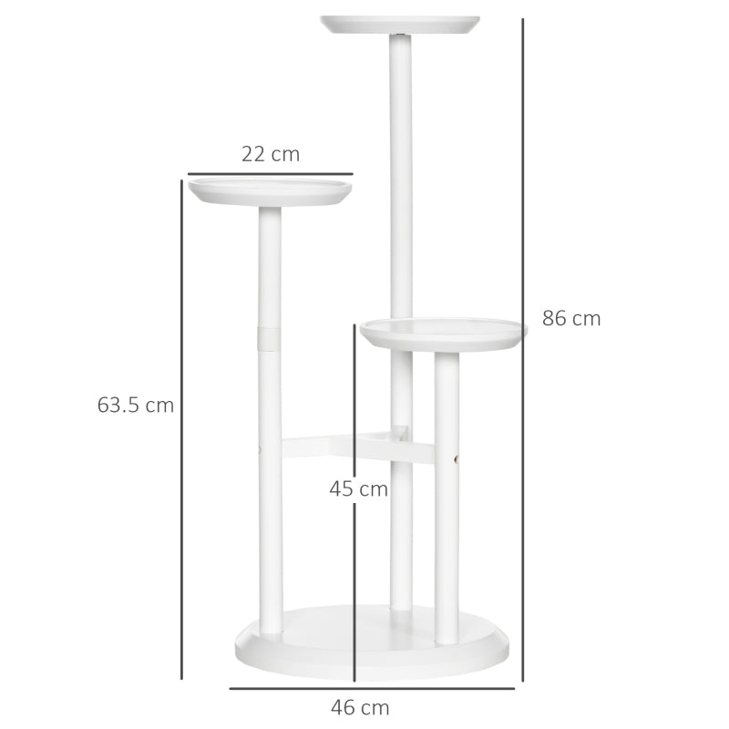 3-Tier - Multilevel Circular Plant Stand - Bamboo Display Stand Rack - White