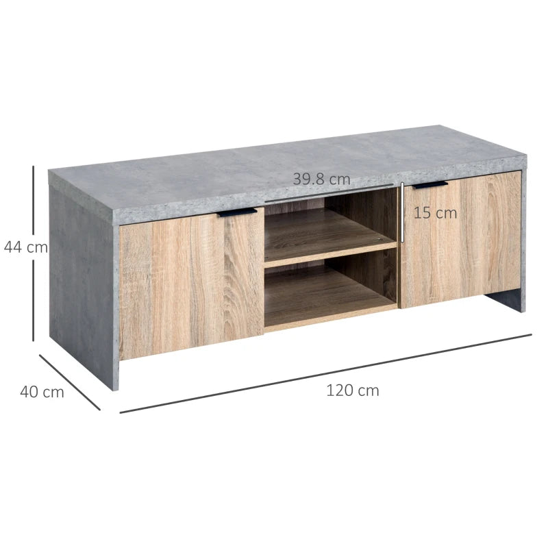 Nordic Style - TV Cabinet / Media Center Unit with Open Shelves and 2 Cupboard Storage