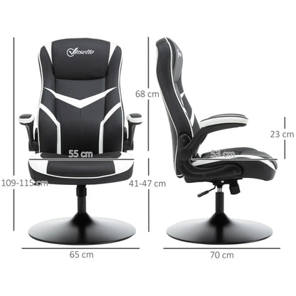 Ergonomic Swivel Gaming Computer Chair with Adjustable Height - Black / White