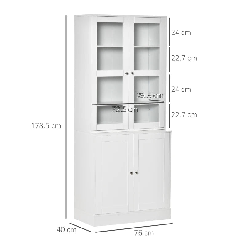 Freestanding Bookcase with Underneath Cupboard and Clear Front Glass Display Doors