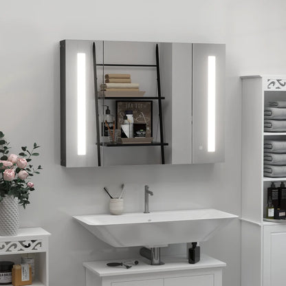 LED - Wall Mirror with 3 Cabinets Dimmable - USB Charged