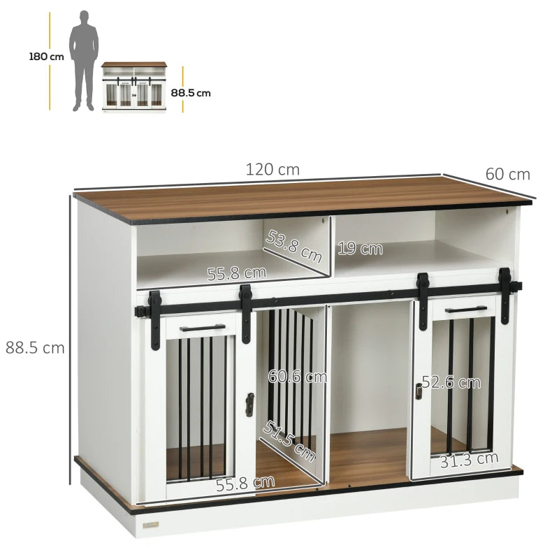 Large Pet Crate with Removable Divider for One Large Pet or Two Small and Above Storage Shelf