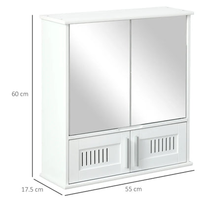 Bathroom Mirror Cabinet with Underneath Double Ventilation Storage Cupboards