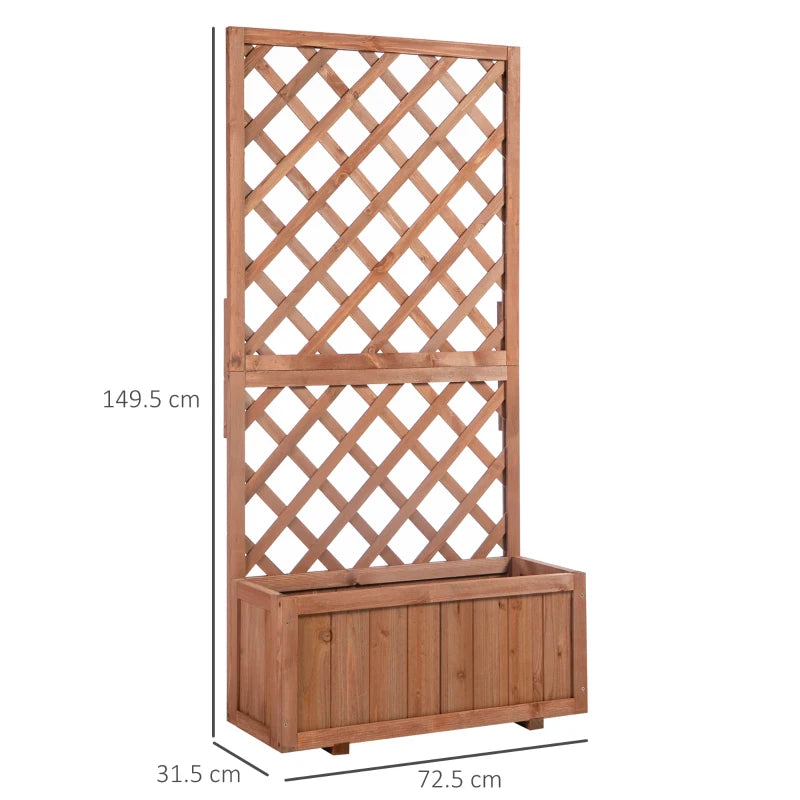 Trough Planter with Top Trellis for Climbing Plants / Natural Wall Decor - Orange