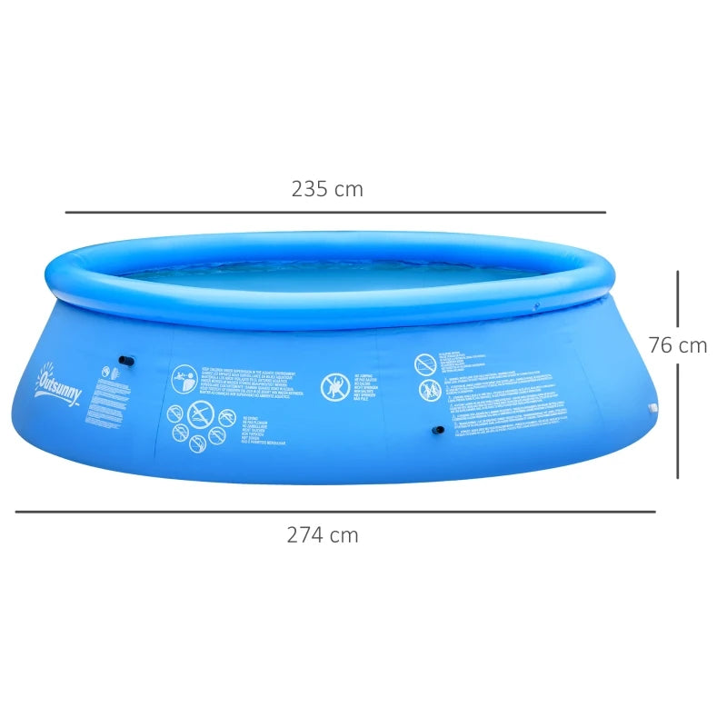 Large Inflatable Swimming Pool with Hand Pump - (274 x 76cm) - Blue