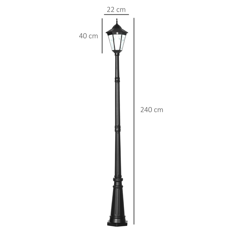 Large Garden Lamp Post with Motion Sensor - 2.4m - Aluminium Frame