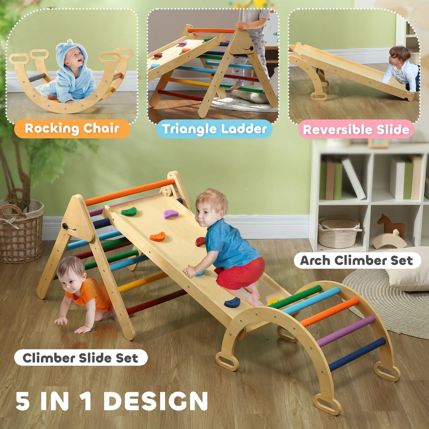 5in1 Toddler Climbing Frame with Ramp and Arch