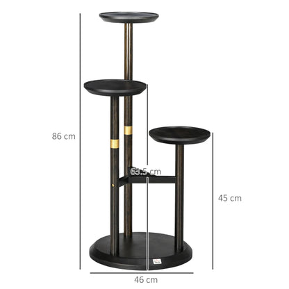 3-Tier - Multilevel Circular Plant Stand - Bamboo Display Stand Rack - Dark Walnut