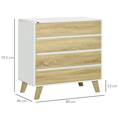 Two-Tone - 4-Drawer Storage - Modern Chest of Drawers with 4 Wooden Legs