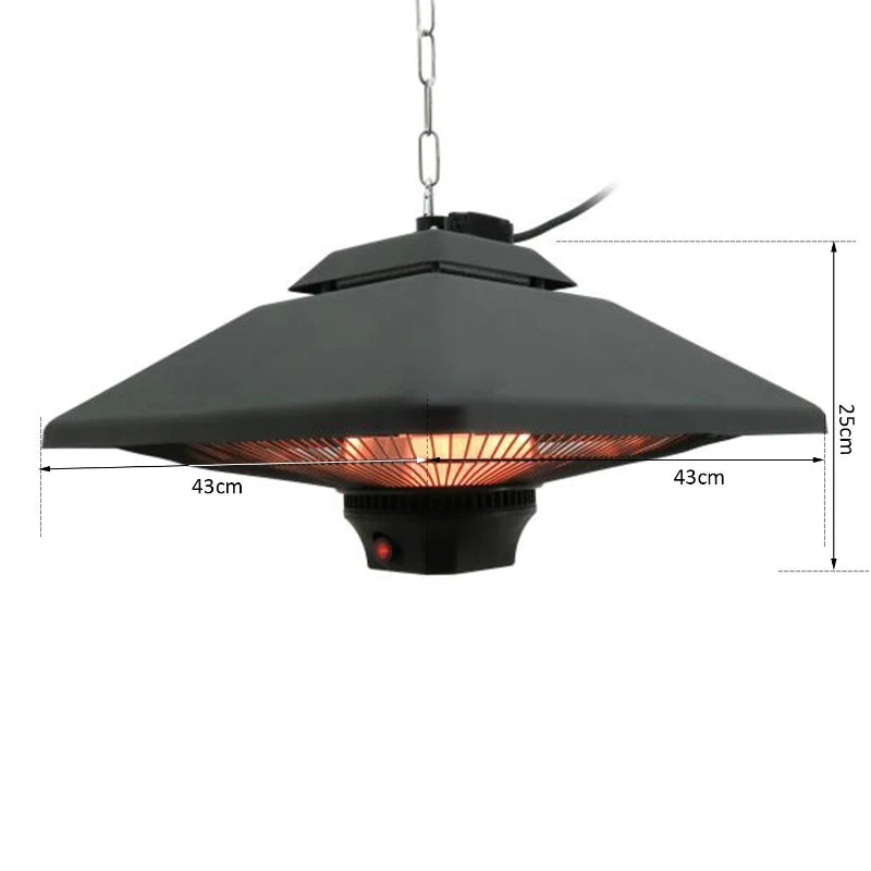 2000W - Hanging Halogen Patio Heater with Remote Control