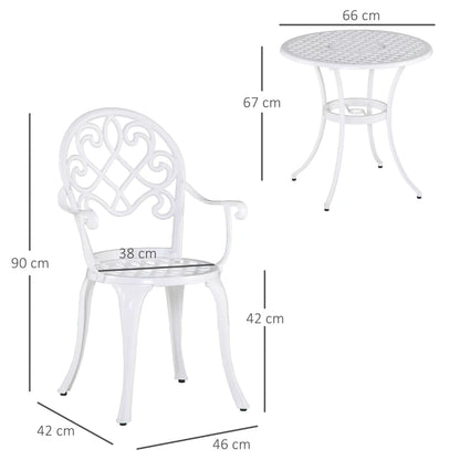 3-Piece Cast Aluminium - Bistro Set - Round Table with 2 Chairs