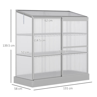 3-Tier - Polycarbonate Greenhouse with Openable Roof and Sliding Door