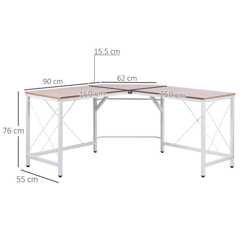 L-Shaped Corner Desk, Computer Desk for Home Office - Wooden / White