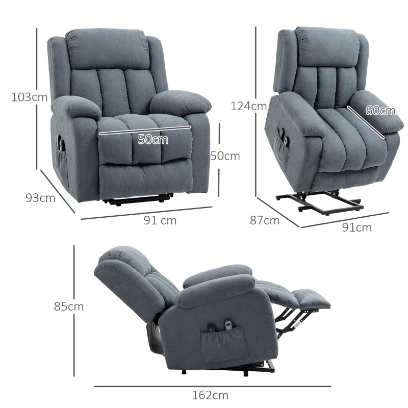 Oversized Massaging Riser and Recliner Chair with 8 Vibration Massage, Remote Control & Side Pocket