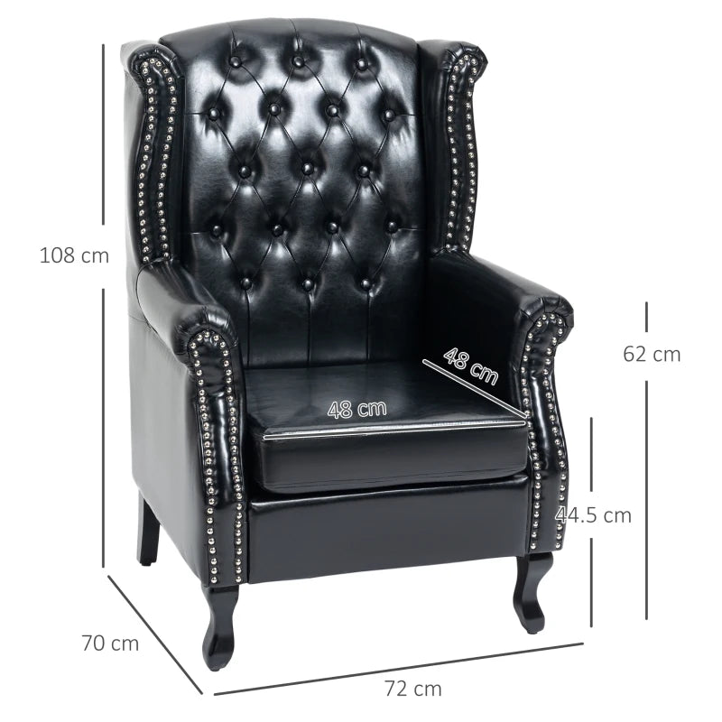 Wingback Accent - Chesterfield Style - Armchair with Nail Head Trim