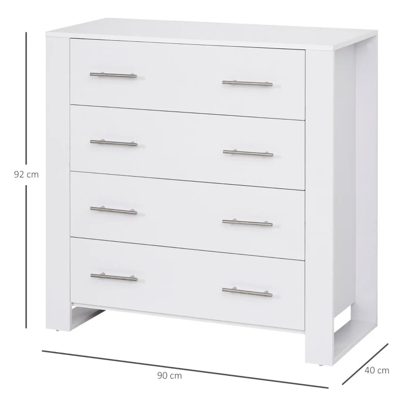 4-Drawer Chest of Drawers with Metal Handles and Open Square Feet Design