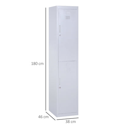 Lockable Tall Locker Style Wardrobe Cabinet with Hanging Area and Shelf Storage