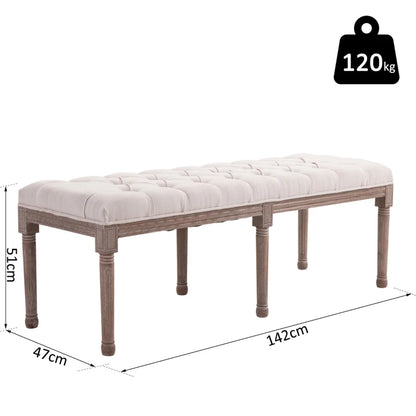 Chic Style Bed End Button Tufted Stool / Bench with Padded Fabric Cover