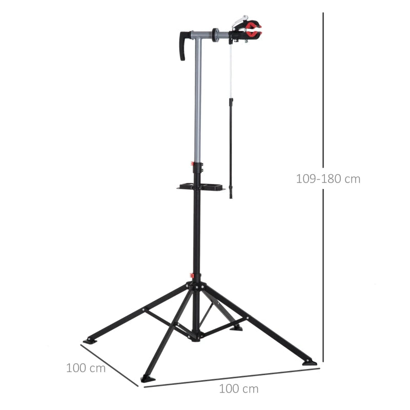 Adjustable Folding Bike Repair Stand for Repair, Maintenance or Display with Tool Tray