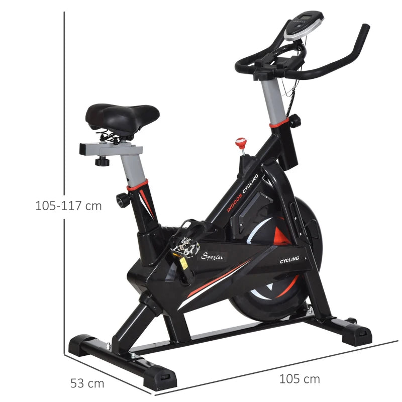 Indoor Stationary Cycling Exercise Bike with Adjustable Resistance, LCD Monitor and Phone Holder (10kg Flywheel)