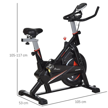 Indoor Stationary Cycling Exercise Bike with Adjustable Resistance, LCD Monitor and Phone Holder (10kg Flywheel)